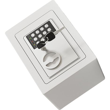 Coffre-fort mural ignifugé et étanche + pochette pour documents avec clavier et 2 clés de rechange - Sécurité numérique pour documents, argent, or, bijoux et objets de valeur - Blanc perle (0,17 pied  (1/5)