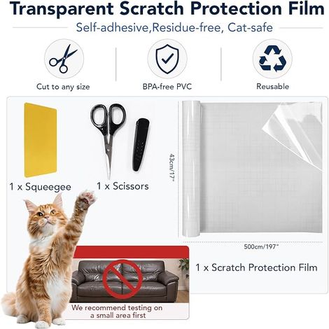 Protection pour Canapé Film de Protection Transparent Auto-Adhésif pour Canapé, Porte et Mur (1/4)