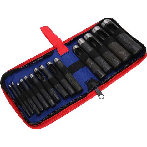 Ensemble de poinçons pour cuir, collection d'artisanat ergonomique, outils manuels en acier, 15 pièces (3-25 mm) (1/5)
