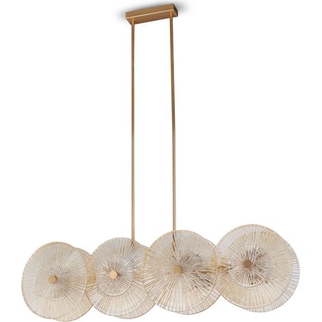Lampadario Contemporaneo Aster Lineare Metallo Oro 8 Luci Con Diffusore In Vetro (1/5)