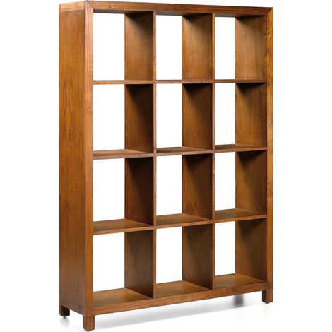 Bibliothèque en bois massif de Mindy 12 compartiments Orka 135cm (1/4)