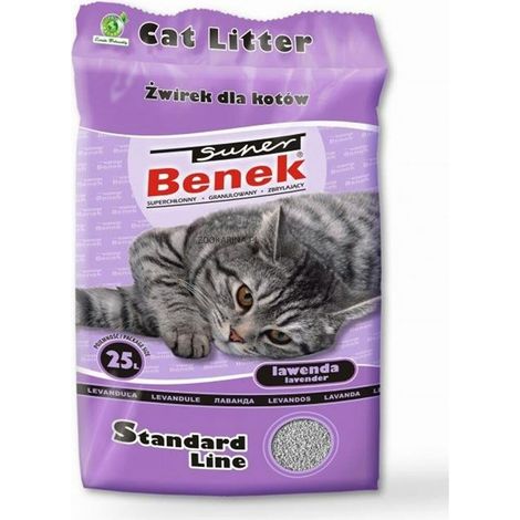 Arena aglomerante para gatos Super Benek Standard Lavanda - 25 L (20 kg)