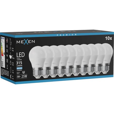 Mexen Nova 10x Ampoule LED E27, G45, 3W, Froid - 6500K, 315 lm - L101-E27-0365-01x10 (1/3)