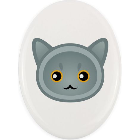 Carreau funéraire en céramique pour British Shorthair, orné de motifs et d'une inscription, par Art-Dog (1/4)