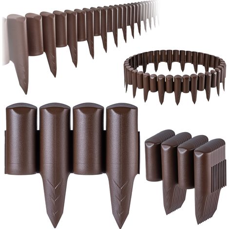 KADAX Gartenpalisade aus Kunststoff, Palisade für Blumen, Braun - 2.5m