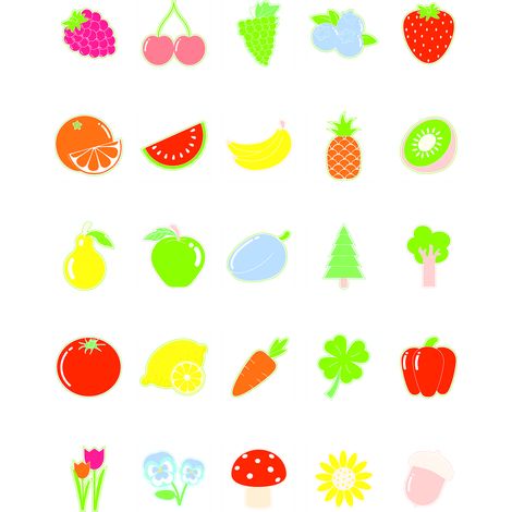 Planche de pictogrammes, 25 motifs, série Nourriture et Boissons, 36 x 36 mm