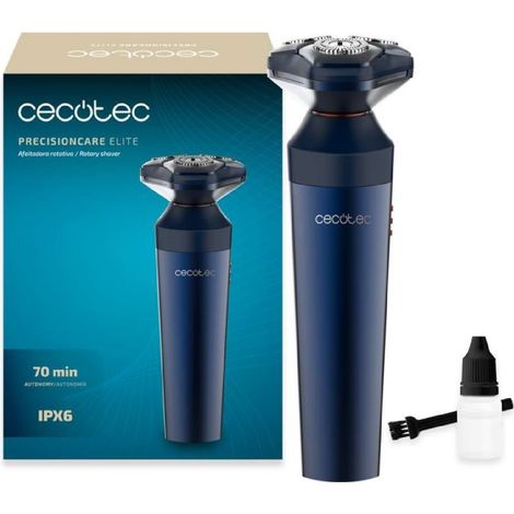 Cecotec Rasoir Rotatif PrecisionCare Elite. Autonomie 70minutes, Lames en Acier Inoxydable, Résistant à l'Eau IPX6