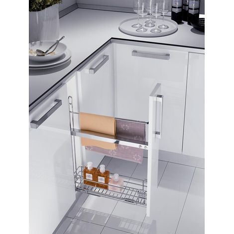 Porte-torchons en fil chromé – Fixation sur meuble – Charge max 25 kg – Coulisses montées à gauche – Gamme BC15 – Inoxa