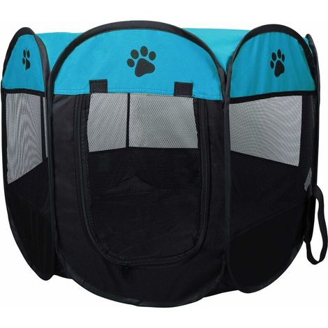 Coolty Collapsible Dog Puppy Playpen, Dog Pet Playpen for Dogs Cats Rabbits and Small Animals (73 73 43cm, Blue) (1/5)
