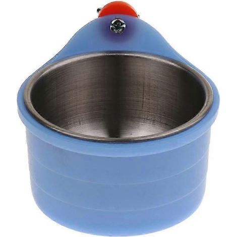 Bol suspendu en acier inoxydable pour manger et abreuvoir les oiseaux (perroquet rouge)-Blue