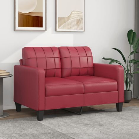 Canapé ou Sofa 2 Places 120 cm Similicuir Bordeaux. Avec Pied en bois. Confort et qualité (1/5)
