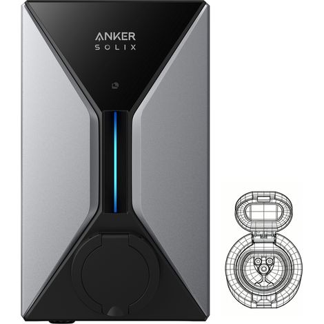 Anker V1 SOCKET Intelligente Wallbox EV-Ladestation mit Schutzklappe 7,4 kW, App, Wi-Fi und Bluetooth, für Hybrid- und Elektrofahrzeuge Typ 2