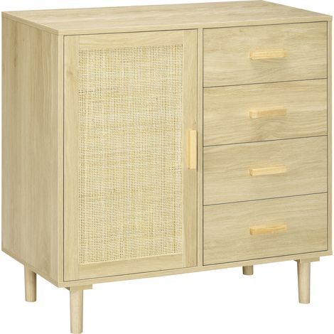 Buffet 2 portes cannage rotin NAYELA effet bois naturel (1/5)