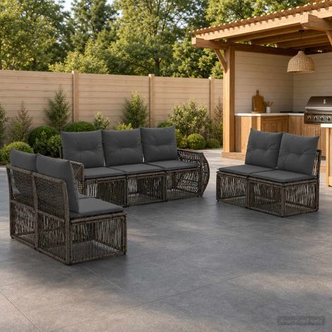 vidaXL Ensemble de canapé de jardin 7 pcs Gris et Gris foncé polyrotin (1/5)