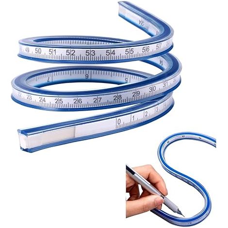 Righello da cucito da 60 cm, righello da taglio, per sarti, pieghevole, flessibile, sagoma curva metrica, righello curvo per cucito, design di abbigliamento, strumento di misurazione