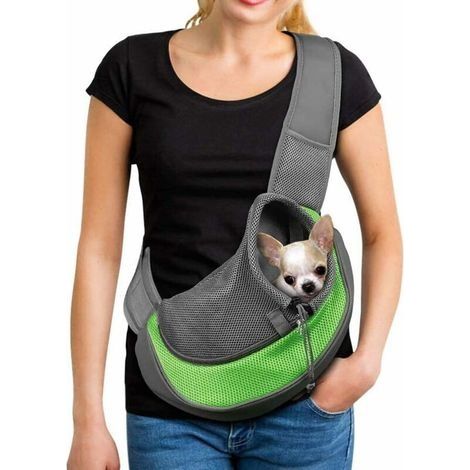 Sac de Transport Portable Chien Sac Bandoulière Filet Respirant pour Chien et Chat Chiot épaule pour Animaux de Compagnie Sling Sac Transporteur Réglable Sac de Voyage pour Petits Animaux Chien (1/5)