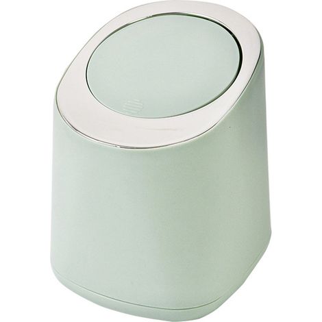 Poubelle de bureau Mini poubelle plastique design minimaliste vert clair compacte 17x15x13.5cm (1/5)