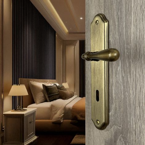 Ouvre&Déco – Poignée de porte d'entrée CARINA – 2 poignées en laiton patiné – Entraxe 195 mm – Pour portes intérieures avec clé L de confidentialité