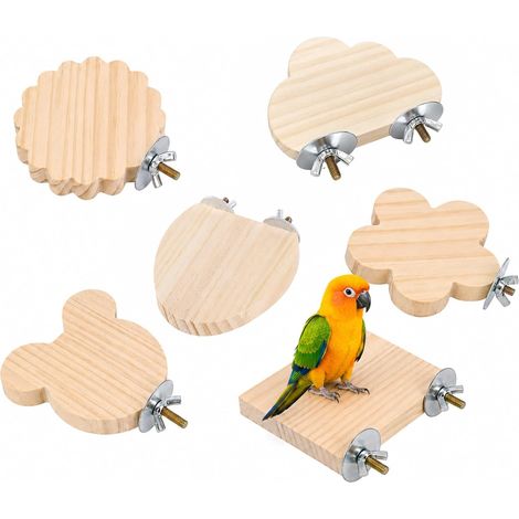 6 Pieces Parrot Perch Wooden Platform for Bird Chinchilla  Bird Cage Perchs,Wooden Stepping Boards,Wooden Climbing Platforms,Bird Platform for Parrots Hamsters (1/5)