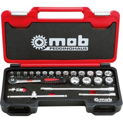 Mob Outillage – Coffret multi-outils 23 pièces 3/8'' – Cliquet à 72 dents avec angle de rotation 5° – Verrouillage rapide des douilles (1/5)