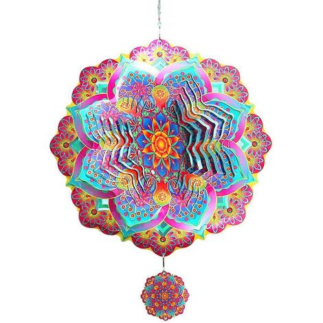 Mandala-Windspiel aus Metall, 3D-Drehfunktion, Luxus-Kunst