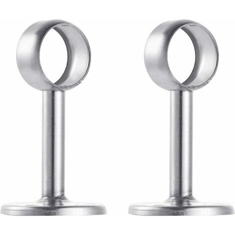 BUNTHAUS 2 pièces de support de montage au plafond en acier inoxydable brossé, support de tringle à rideau de douche, siège de tuyau de tringle à vêtements suspendu (1/5)