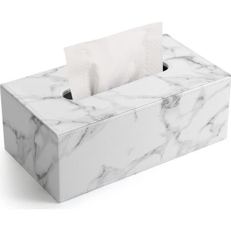 Caja de pañuelos rectangular de mármol YMYNY con tapa para almacenamiento doméstico (Bl (1/5)