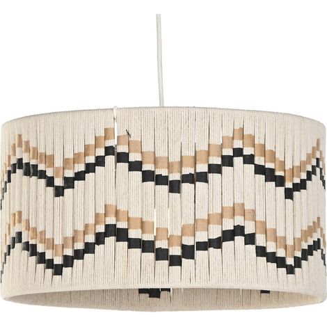 Suspension en coton raphia tressé motif graphique naturel - beige naturel et détails noirs (1/5)