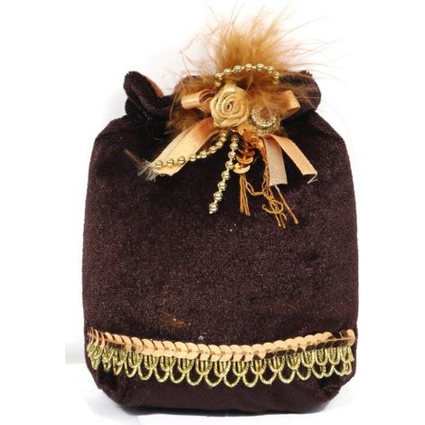 Elegante ciondolo natalizio a forma di borsa - velluto, marrone (1/4)