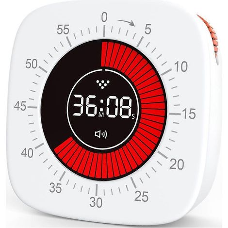 Visueller Timer für Kinder, digitaler Timer mit 60-Minuten-Countdown, geräuschloser Timer fürs Büro, ideal zum Lernen und Unterrichten. (1/5)