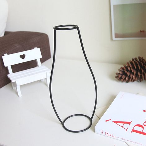 Vase - En Fer Noir - Style Nordique Minimaliste Abstrait - Décoration Bureau Intérieur - 1 Pièce (1/2)