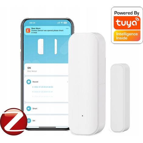 Capteur d'ouverture/fermeture de porte/fenêtre Tuya ZGBee blanc (1/5)