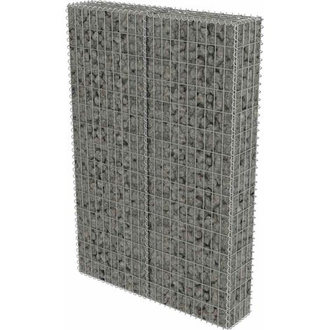 Gabionenwand mit Abdeckung Verzinkter Stahl 100×20×150 cm vidaXL (1/7)