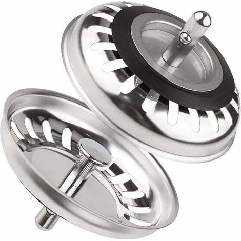 Tigrezy 2er-Pack Edelstahl-Küchenspülenstöpsel, universeller 79,3-mm-Küchenspülen-Sieb, verstopfungsfreier Edelstahl-Abflussstöpsel, für Küche und Bad (1/4)