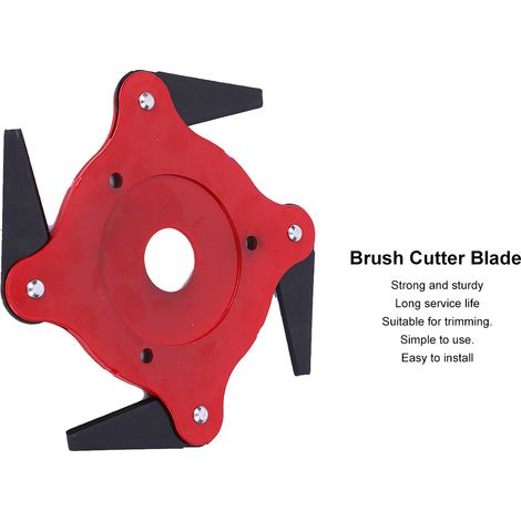 Tête de débroussailleuse pour tondeuse, accessoire jardin, coupe-bordures 4 lames en fer, rouge (1/5)
