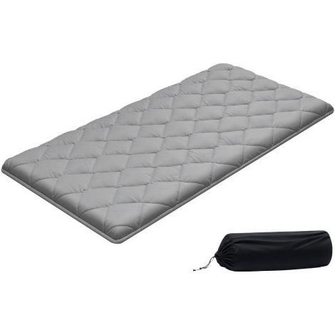 Colchón Futón Japonés Individual, Tatami Plegable Transpirable, con Bolsa de Almacenamiento y Herrajes de Montaje, Estructura de 9 Capas, para Meditación y Yoga, Gris, 2032 x 991 x 89 mm (1/5)