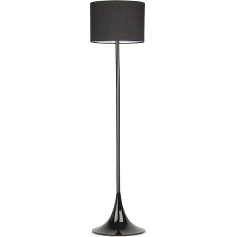 Stammlampe 171 cm vom Innenraum in schwarzem Metall mit schwarzem Lampenschatten (1/3)