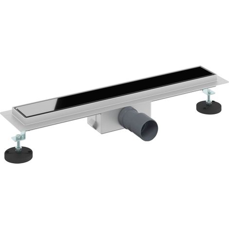 Drenaje de ducha con tapa de vidrio Negro 60 cm vidaXL