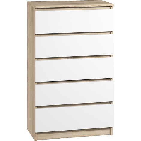 Kommode mit 5 schubladen sonoma weiß Sideboard Bella (1/5)