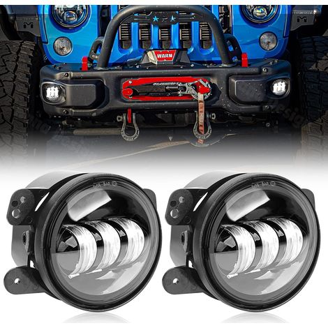 Faros Antiniebla, 4 Pulgadas 30W Faro LED Redondo Parachoques Delantero, Universal para Wrangler Todos los Modelos, 1 Par Negro (1/5)