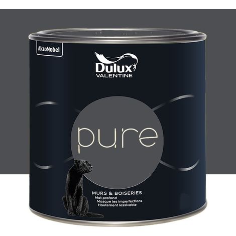 Dulux Valentine – Peinture murale couleur pure asphalte 0,5 L – Finition mate profonde – Résistance aux chocs et haute lessivabilité – Pour murs et boiseries (1/3)