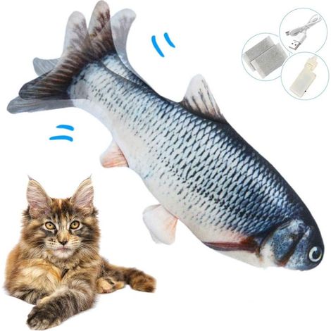 MINKUROW Pez De Juguete Eléctrico, Pez De Hierba Gatera Eléctrica, Pez De Juguete Usb Para Gatos Con Hierba Gatera Para Gatos Y Gatitos, Juguetes Interactivos Para Gatos Para Jugar, Morder, Masticar Y (1/5)