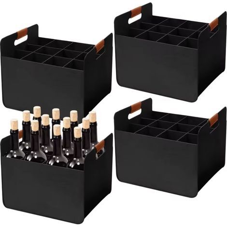 Weinregal, 2-teilig – für 12 Flaschen – Filz – faltbar – Schwarz (1/5)