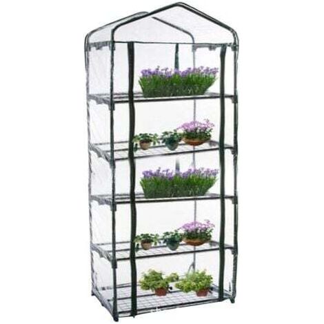 Petite serre de plain-pied avec couvercle en plastique PVC, serre portable à l'extérieur, utilisée pour la croissance des semis et des fleurs, 3 couches, hors support (69 x 49 x 187 cm) (1/5)