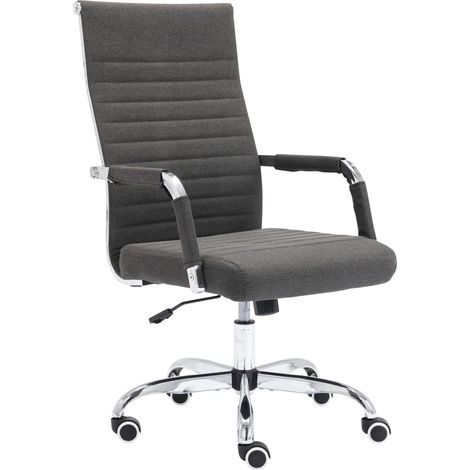 Cómoda silla de oficina con ruedas y altura regulable tapizada en tela gris y estructura de metal cromado BUR10577 (1/4)