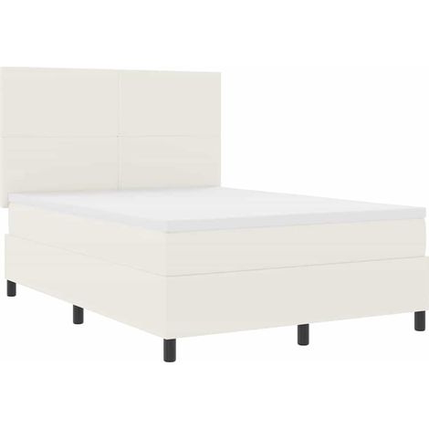 Maison Exclusive - Lit à ressort LED avec tête de lit Crème et Blanc 140 x 190 cm