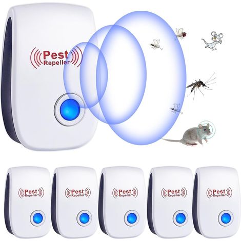 Ultraschall-Nagetier- und Insektenabwehrgerät, 6er-Packung, Ultraschall-Mückenabwehrgerät für Mäuse und Ratten, elektronisches Insektenabwehrgerät für den Innenbereich gegen Mäuse, Mücken, Kakerlaken, (1/5)