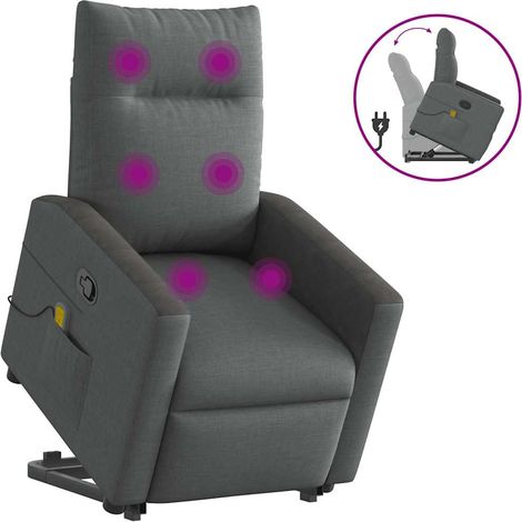 Massagesessel mit Aufstehhilfe Dunkelgrau Stoff