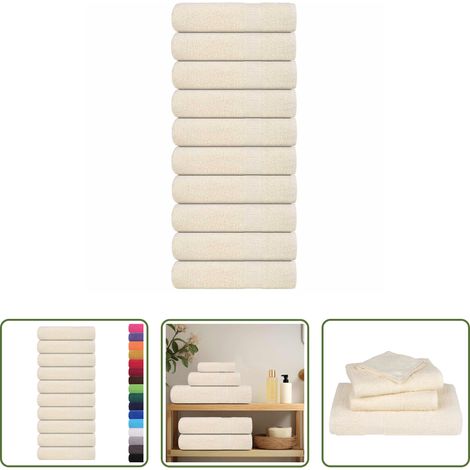 Baumwolle - Badetücher FROGN 10 Stk. Creme 100x150 cm 360 g/m² (1/5)
