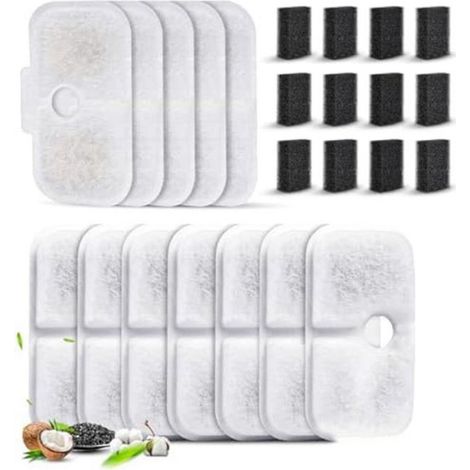 Filtre Fontaine Pour Animaux - Triple Filtration Charbon Actif Résine Échangeuse D Ions Tissu Non Tissé - Compatible Fontaine Dockstream - 12 Pièces